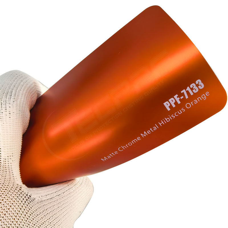 PPF-7133 Matte Chrom Metall Hibiskus Orange Farbe Farbschutzfilm für Autokratz